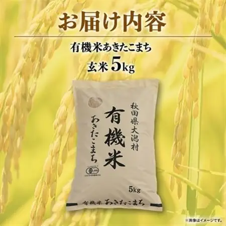 【玄米】あきたこまち有機米5kg【配送不可地域：離島・沖縄県】【1071245】