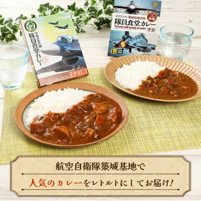 航空自衛隊 築城基地 名物 隊員食堂 カレー ( 中辛 + 牛すじ 各3個） [ABAX003]