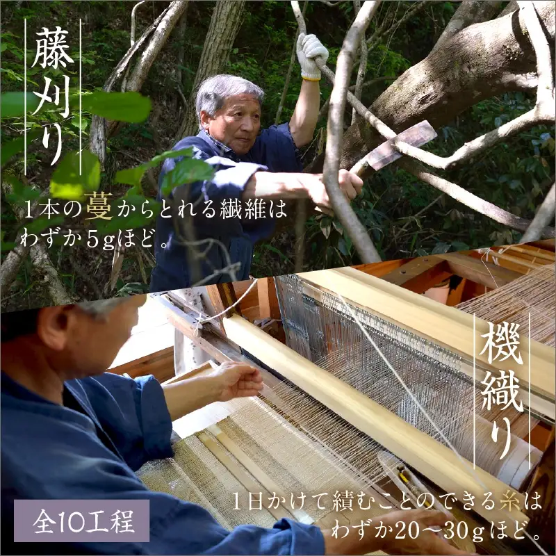 丹後の藤布 八寸名古屋帯「パール藤一文字（白緑）」  全通/松葉仕立て（手先のみカガル）
