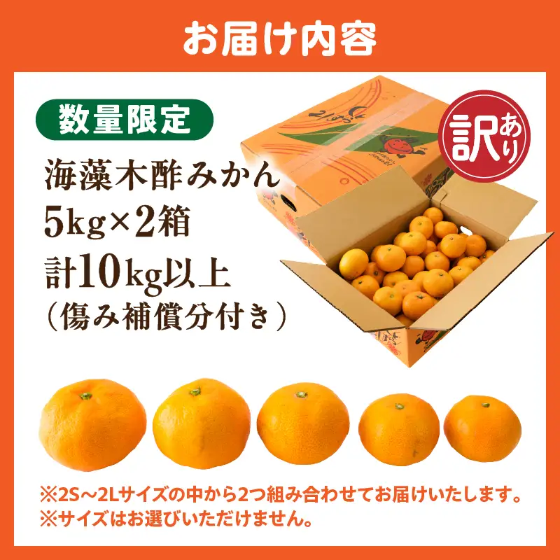 訳あり 数量限定 海藻木酢みかん 計 10kg 以上 傷み補償分入り フルーツ 果物_BBV4-25