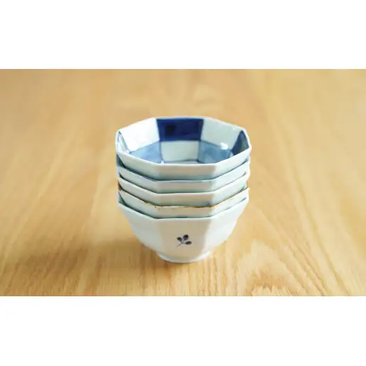 「おうちで楽しむ」リム八角 深小鉢 絵変り 5個セット【皓洋窯】有田焼 和食器 食器 うつわ 器 小鉢 5柄セット セット 染付 赤絵 手描き シンプル 惣菜 おしゃれな小鉢 ギフト | 40000円 4万円 4万円以内 | dl004