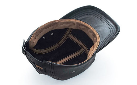 レザーキャップ 大きめJETCAP ブラック レザーキャップ