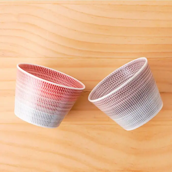 【波佐見焼】 色染流し そばちょこ 2点セット 赤・ネズミ色 食器 皿 【一真陶苑】 [BB16] 波佐見焼 食器
