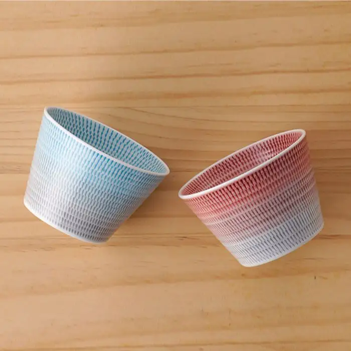 【波佐見焼】 色染流し そばちょこ 2点セット 赤・水色 食器 皿 【一真陶苑】 [BB17] 波佐見焼 食器