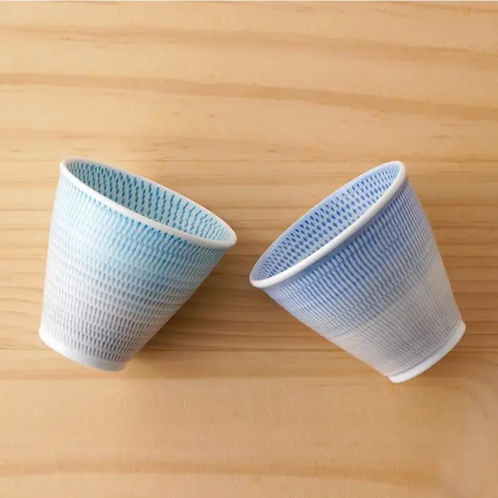 【波佐見焼】 色染流し 湯呑 2点セット 青・水色 食器 皿 【一真陶苑】 [BB19] 波佐見焼 食器