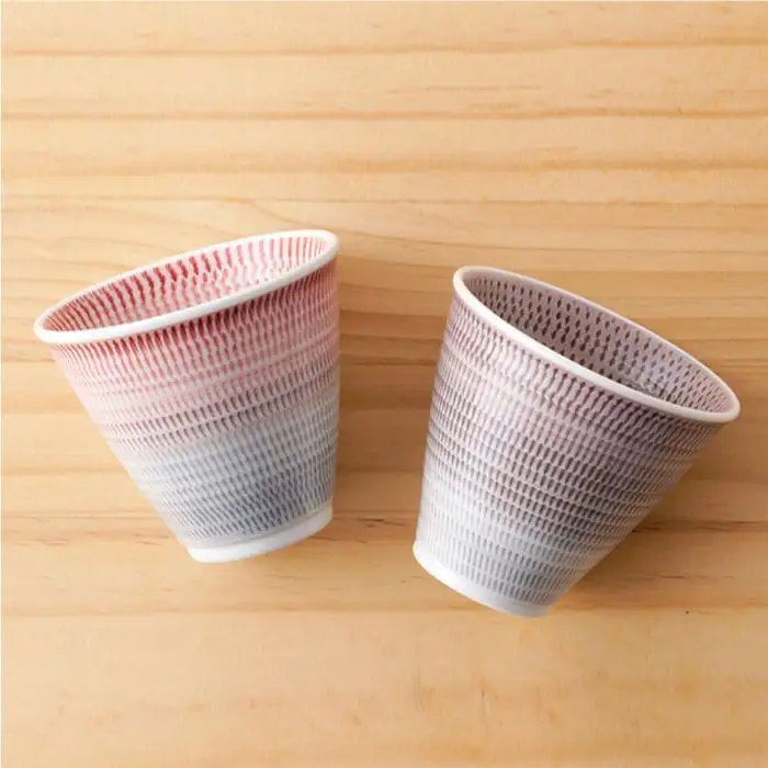 【波佐見焼】 色染流し 湯呑 2点セット 赤・ネズミ色 食器 皿 【一真陶苑】 [BB20] 波佐見焼 食器