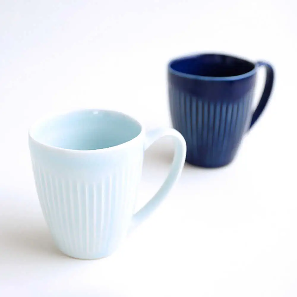 【波佐見焼】 しのぎ マグカップ ペアセット 【一龍陶苑】 [CC13] マグカップ