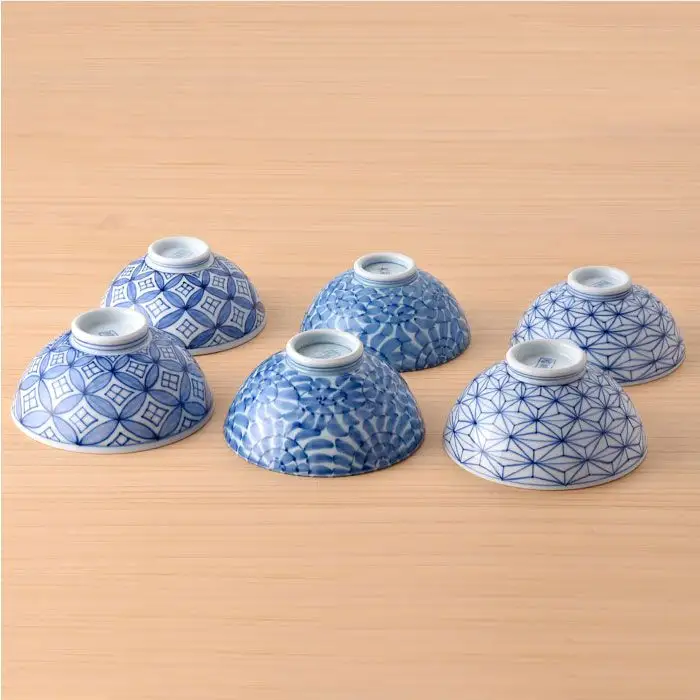 【波佐見焼】七宝・麻の葉・唐草 夫婦 茶碗 3ペア 6個セット 縁起のいい柄シリーズ 食器 皿 【大新窯】 [DC28]  波佐見焼