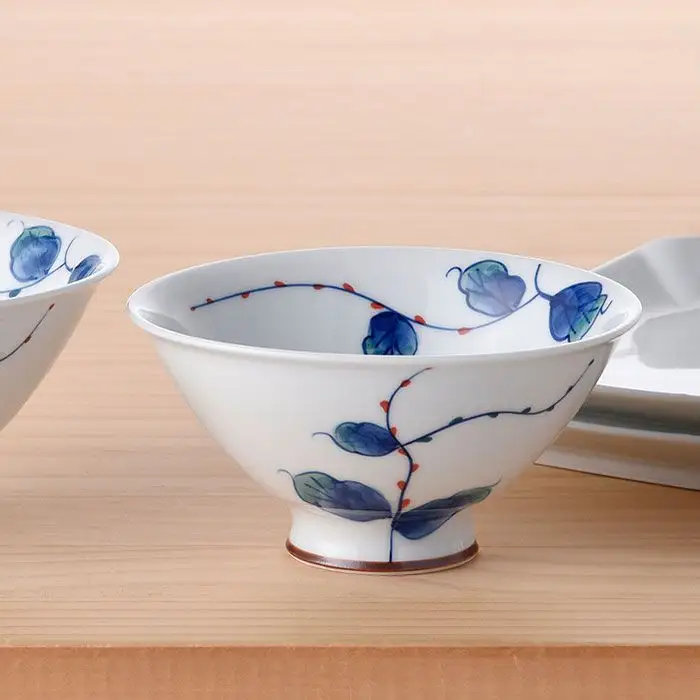 【波佐見焼】水引草 茶碗・正角皿 ペアセット 食器 皿 【松幸陶芸】 [HB13] 波佐見焼