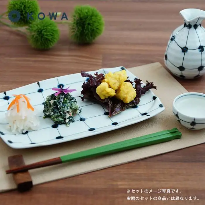 【波佐見焼】点格子 晩酌6点セット 酒器 ぐい呑 徳利 角皿 食器 皿 【光和陶器】 [SC34]  父の日 波佐見焼