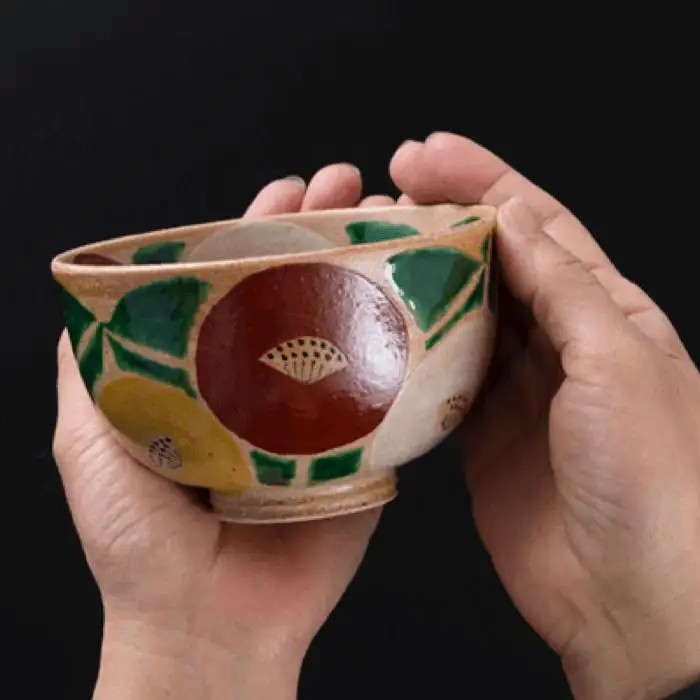 【波佐見焼】魯山人写椿 大鉢 /抹 茶碗 セット（桐箱入） どんぶり ボウル 食器 皿 【利左エ門窯】 [QB01]  波佐見焼