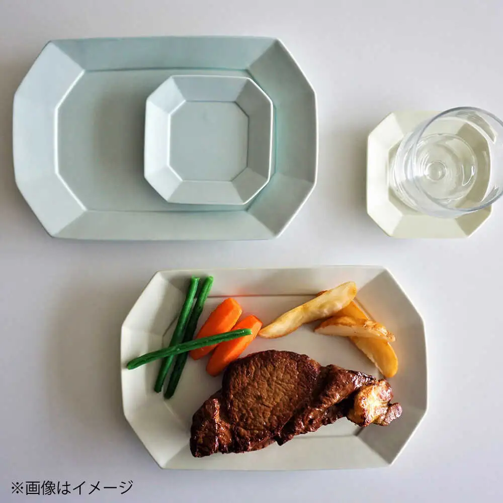 【波佐見焼】DAILY MAT 角プレート L・S ミントブルー・アイボリー 4枚セット【永峰製磁 eiho】 角皿 プレート 食器 皿 マットカラー マット [RA39]