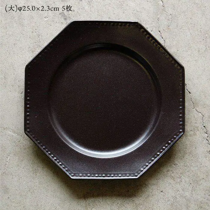 【波佐見焼】黒釉薬オクトゴナル皿（大・小）各5枚セット 大皿 小皿 取り皿 食器 皿 【吉田健宗】 [RB02] 波佐見焼