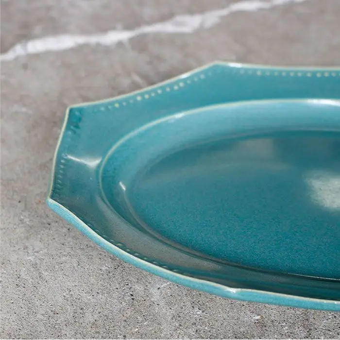 【波佐見焼】緑青釉オクトゴナル長皿 5枚セット カレー皿 パスタ皿 食器 【吉田健宗】 [RB12] 波佐見焼