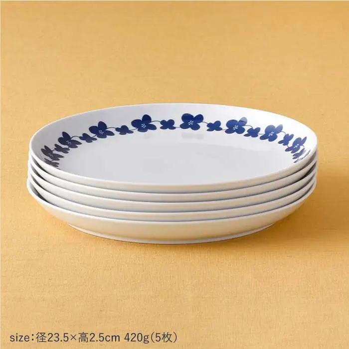 【波佐見焼】シュエット プレート 大 ハナミズキ5枚セット 食器 皿 【福田陶器店】 [PA174]  波佐見焼