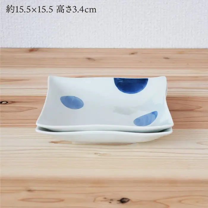 【波佐見焼】二色丸紋 5寸 角浅鉢 角皿 2色セット 食器 皿 【團陶器】 [PB12] 波佐見焼