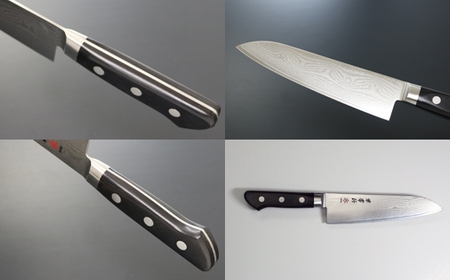 兼常作 33層ダマスカス 三徳包丁 180mm 木鞘付 VG-10 ステンレス フルタング 海外でも人気 持ち運びに便利 関の刃物 KC-103～