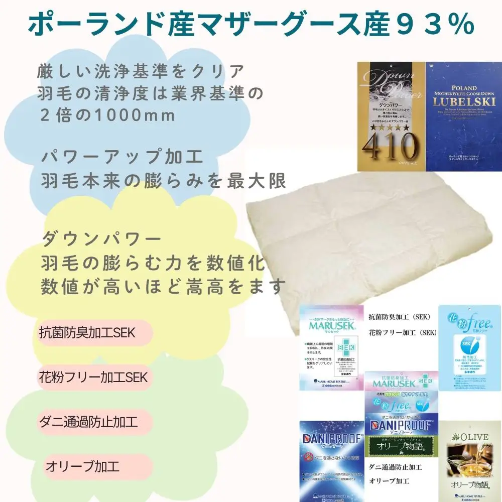羽毛肌掛け布団 キング ポーランド産マザーグース93％  CK102