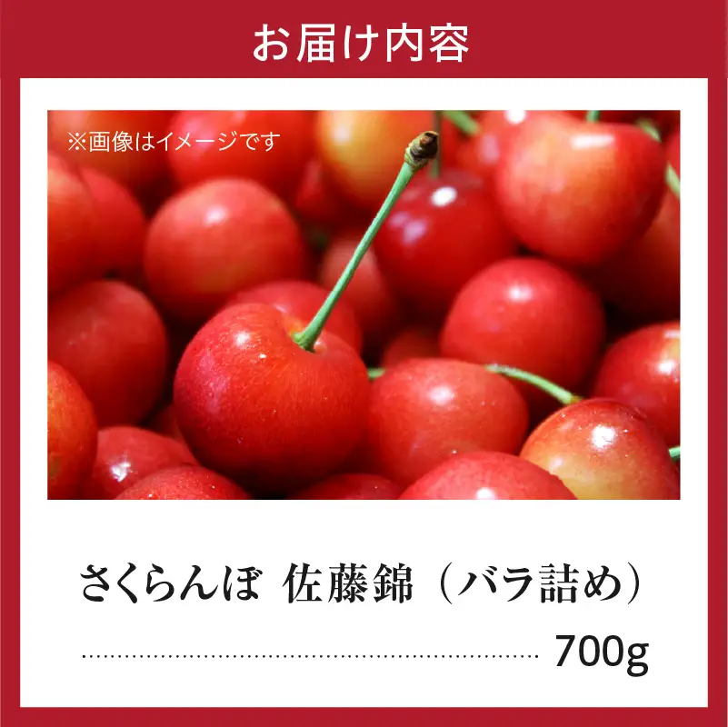 先行予約 令和9年産 さくらんぼ 佐藤錦 700g バラ詰め サクランボ