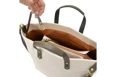 豊岡鞄 エルダー トートバッグA（キナリ×グレー）