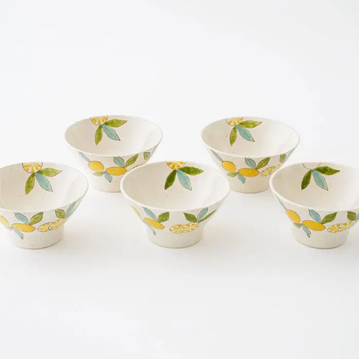 【波佐見焼】檸檬（レモン）の くらわんか碗 茶碗 5個セット 食器 皿 【福田陶器店】 [PA201]  波佐見焼