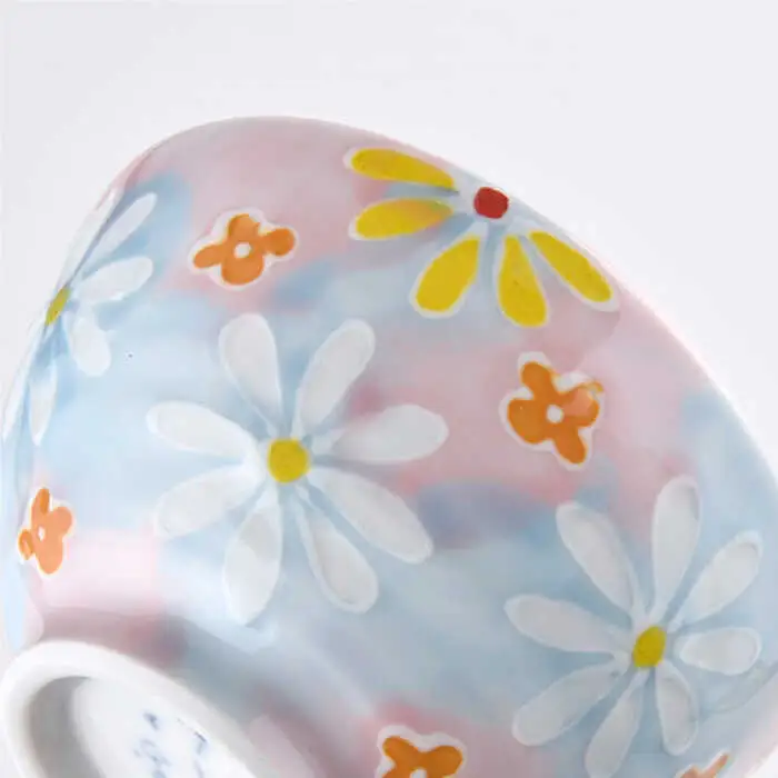 【波佐見焼】「フラワーガーデン」茶碗 ピンク・グリーン セット 食器 皿 【大新窯】 [DC60]  波佐見焼