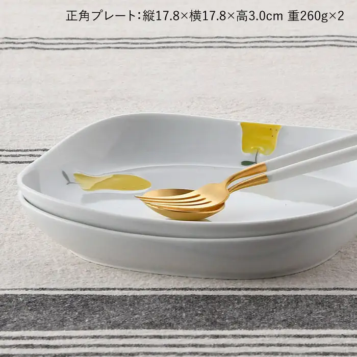 【波佐見焼】ラフランス・りんご 正角 プレート セット 食器 皿 【松幸陶芸】 [HB27] 波佐見焼