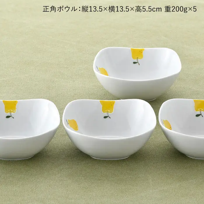 【波佐見焼】ラフランス 正角 ボウル 5点セット 食器 皿 【松幸陶芸】 [HB28] 波佐見焼