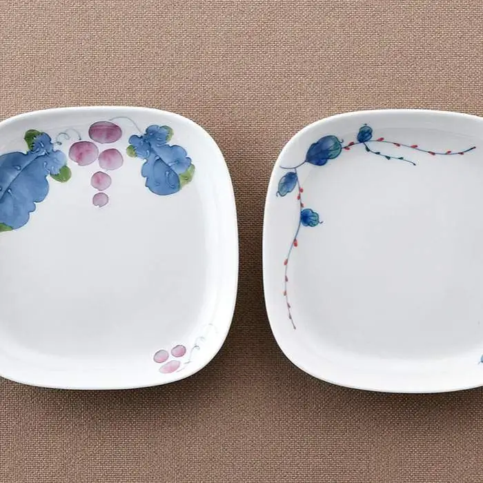 【波佐見焼】水引草・マスカット 正角 プレート セット 食器 皿 【松幸陶芸】 [HB34] 波佐見焼