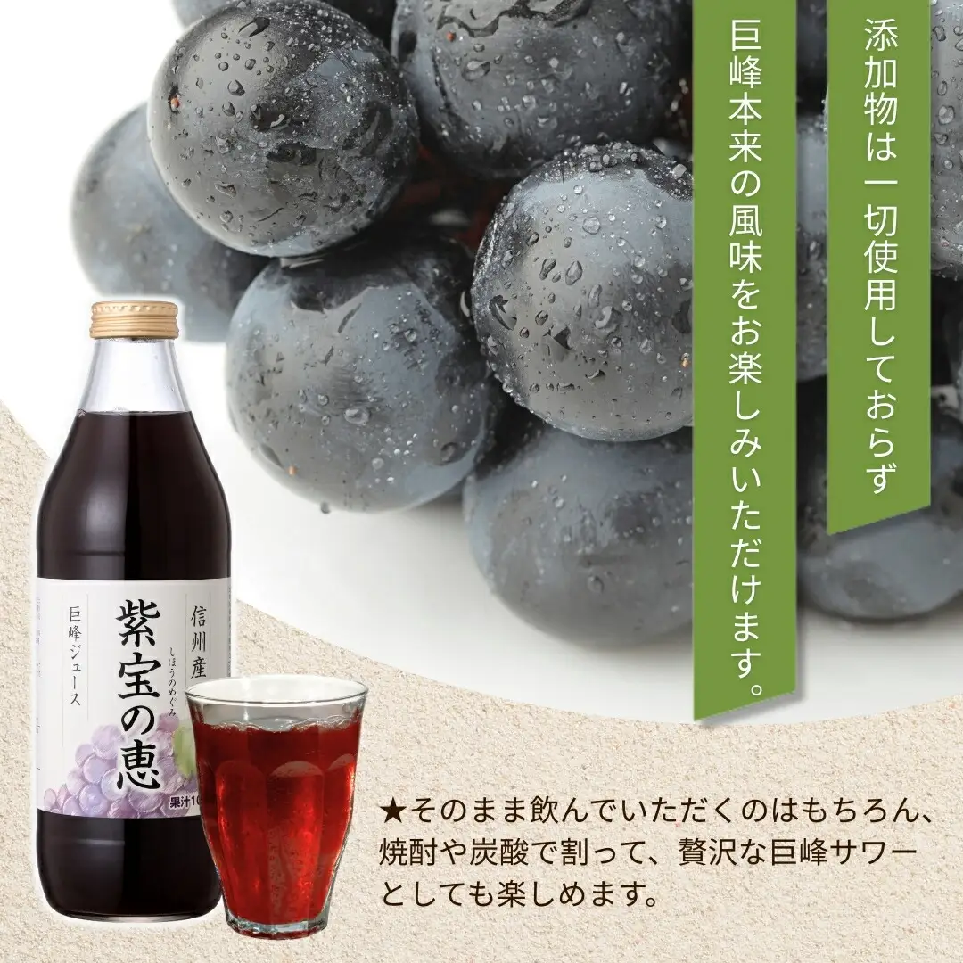 ぶどうジュース「紫宝の恵」 ストレート果汁100％ (1L×4本) 信州産 |ぶどうジュース