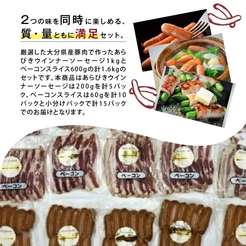 あらびきウインナー＆ベーコンスライスセット1.6kg A05049