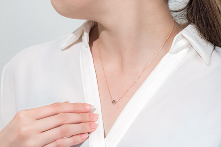 K18ピンクゴールド シンプルダイヤモンドネックレス(0.3ct)60-8953