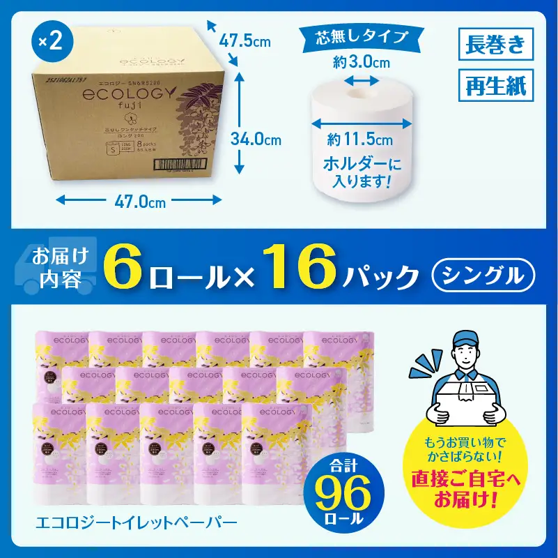 トイレットペーパー シングル 96ロール エコロジー トイレット[sf002-034]