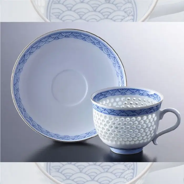 【波佐見焼】【何気ない朝を特別に♪】水晶青海波 ポット カップ 碗皿 セット 食器 皿 【丹心窯】 [AB04] 波佐見焼 食器