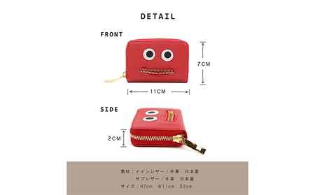 ミニ財布本革ニッコリマルチケース牛革財布ミニ財布 グリーン