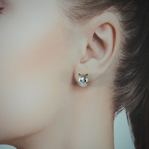 K18 南洋真珠 アニマルモチーフ 【ねこ】 パールピアス　S10mm　AN10PE
