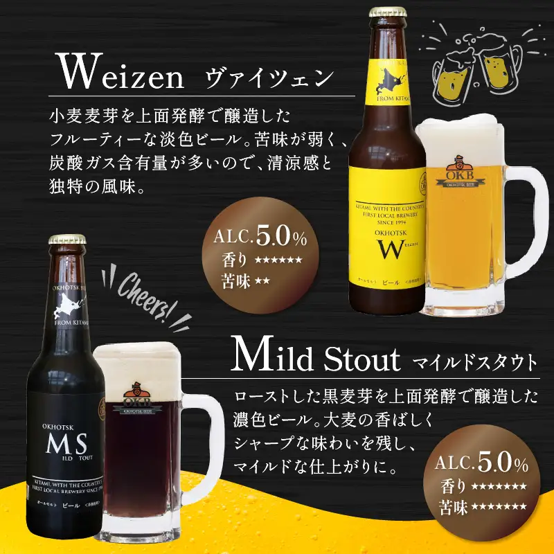 【6ヶ月定期便】 オホーツクビール 6本 ( 定期便 ビール 地ビール セット 詰め合わせ 小麦 麦芽100% アルコール )【999-0236】