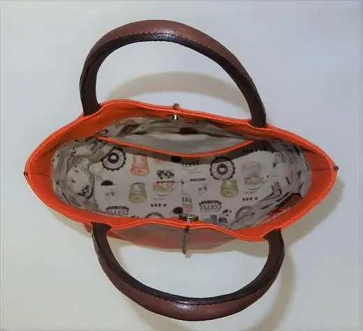 「鞄工房　香」センターライントートバッグ オレンジ