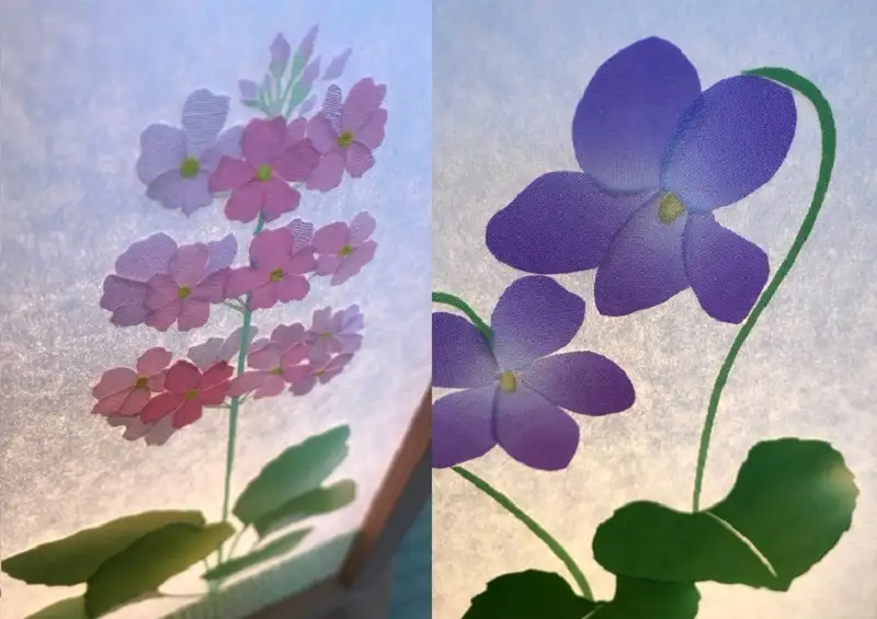 正絹着物生地で作ったおしゃれな行灯（あんどん） 四季の花