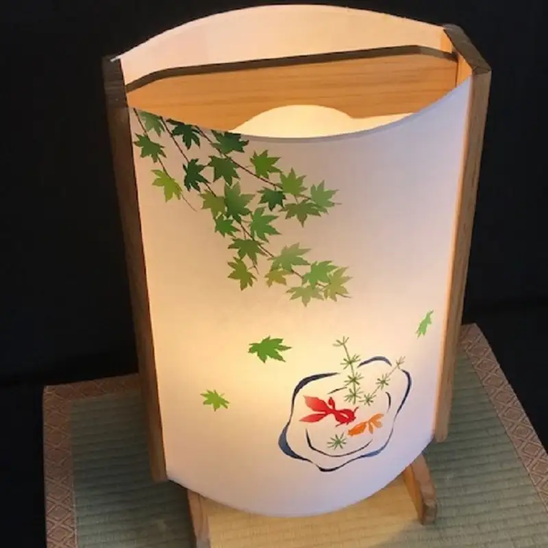 着物生地で作ったおしゃれな行灯（あんどん） 金魚と紫陽花
