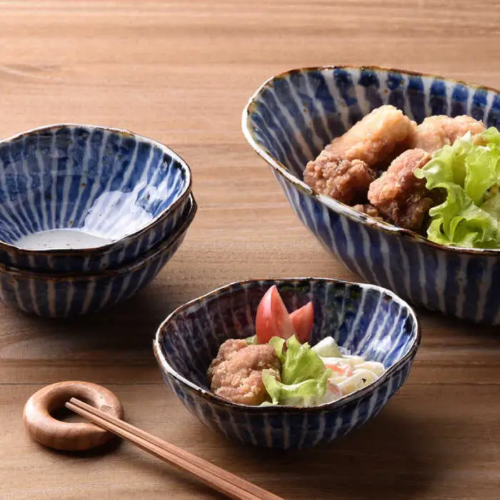 【波佐見焼】染十草 手造り 楕円鉢・楕円小鉢 ボウル セット 食器 皿 【陶豊】 [OE03] 波佐見焼