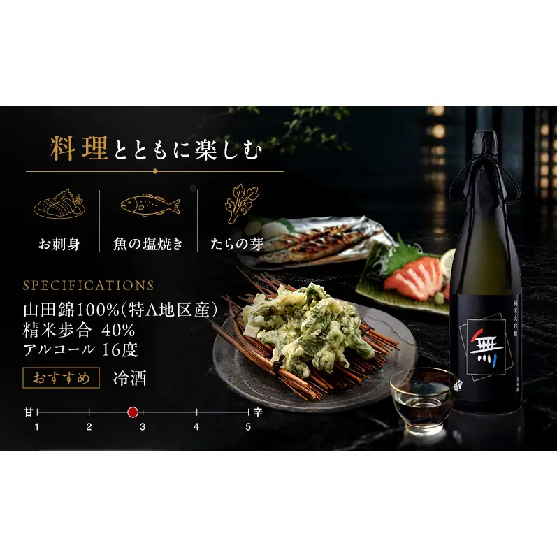 日本酒純米大吟醸黒乃無一升瓶日本酒【1800ml】