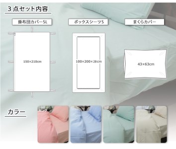 [シングル] 日本製 綿100% ふとんカバー掛・敷・枕3点セット 無地 グリーン CO-S-GR [1797]
