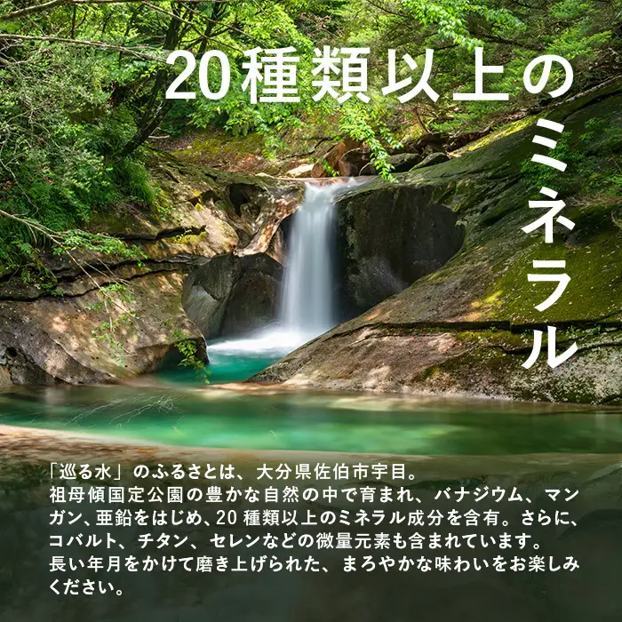 ナチュラルミネラルウォーター 巡る水 500ml (計24本・1回) 国産 お水 ミネラル 天然 料理 健康 維持 防災 常温 保存【HD255】【さいき本舗 城下堂】