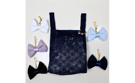 〈Chaleur シャルール〉Ribbon marcheレース【M】サイズ ファッション かばん トートバッグ 手提げ  M ホワイト