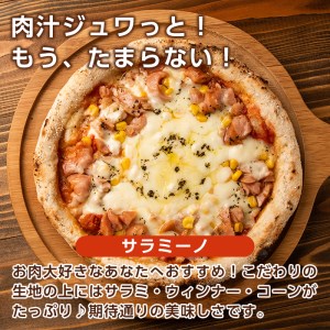 isa235 お家で焼きたて冷凍ピザ＜サラミーノ＞(400g×1枚) ふるさと納税 伊佐市 特産品 冷凍ピザ ピザ ピッツァ サラミ ウインナー サラミーノ カチョカヴァロ チーズ パーティー 惣菜 常備 フライパンだけ 簡単調理 本格ピザ 冷凍 冷凍便 【イサリアンピザマッスー】
