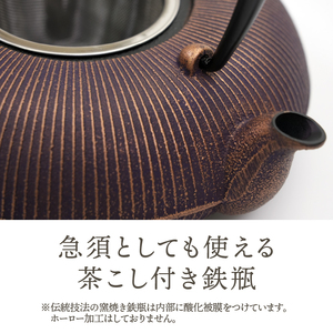 南部鉄器 鉄瓶 立目 紫金 0.8L 【及富作】 IH調理器 伝統工芸品 やかん ケトル キッチン用品 食器 日用品 雑貨 [AK027]