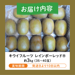 キウイフルーツ レインボーレッド® 3kg 大玉 高糖度 35～40玉 ビタミンC 無農薬 数量限定 期間限定 富士市 [sf001-007]