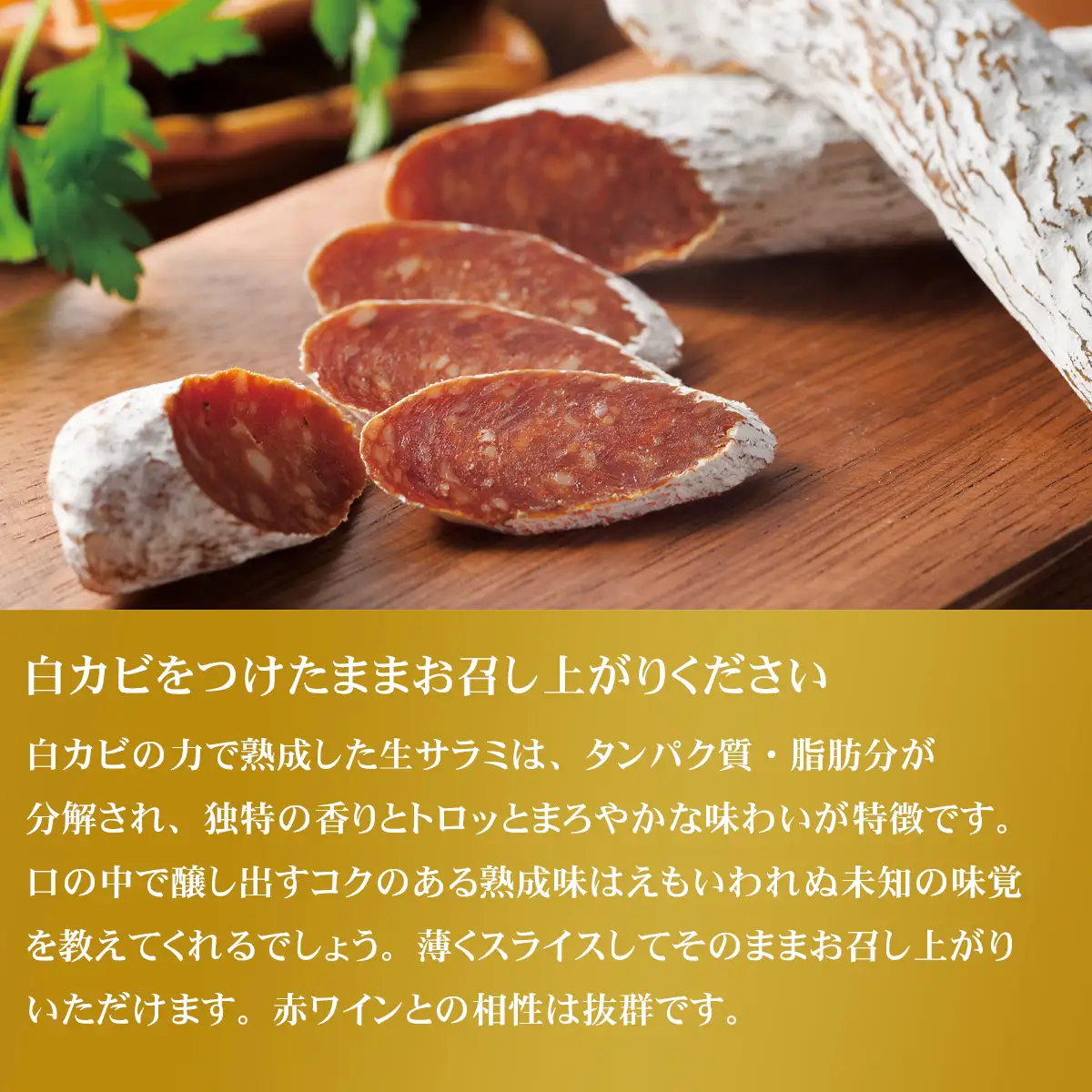 白カビの力で1カ月熟成させた希少な絶品サラミ【冷凍】