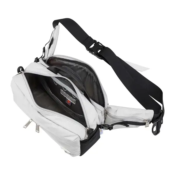 豊岡鞄 CIE WEATHER BODYBAG with MARKET BAG（071954）グレー / 木和田正昭商店 撥水 ウエストポーチ ボディバッグ ウエストバッグ メンズ レディース スマートフォン 財布 A5手帳収納 エコバッグ付属
